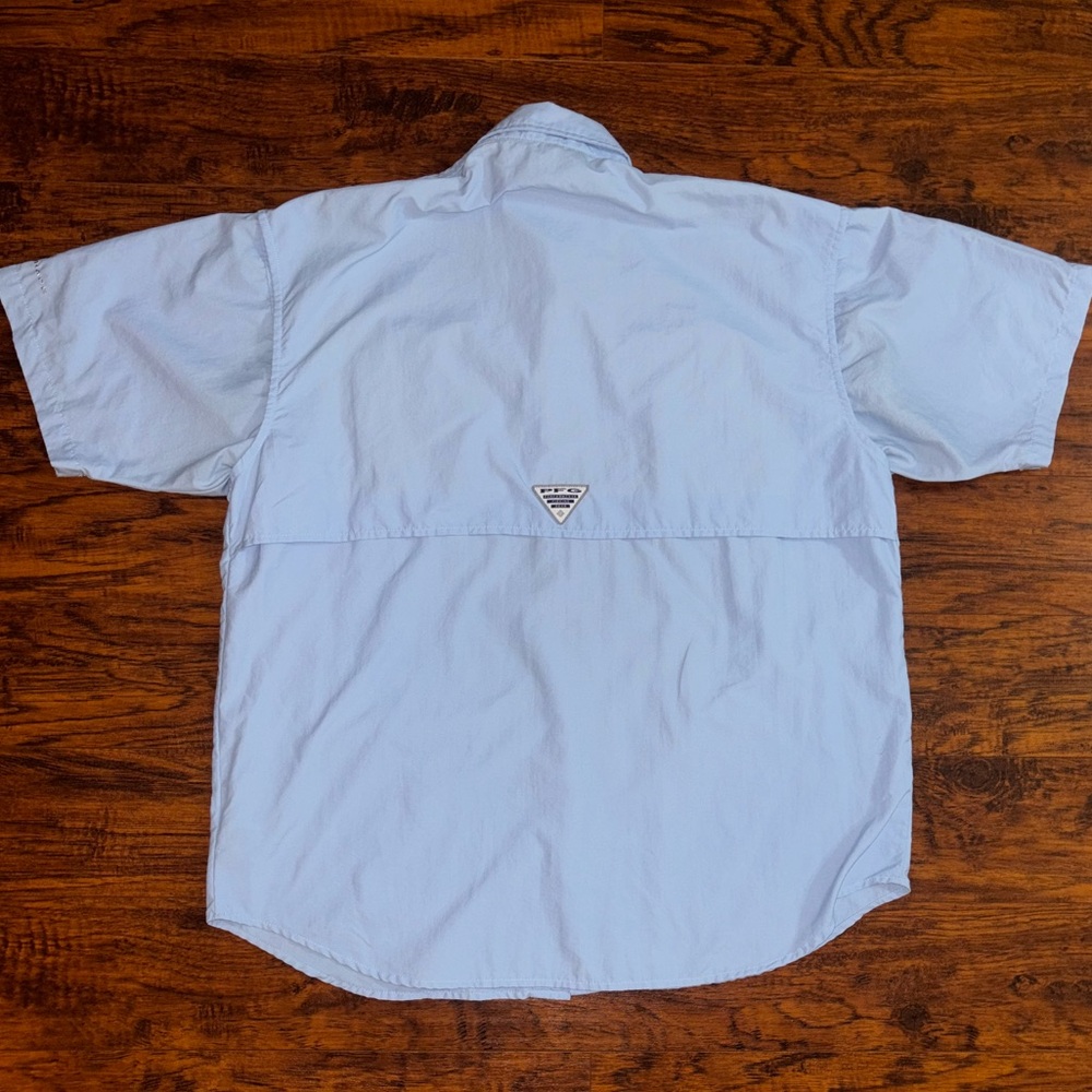 Columbia PFG Bahama II Fishing Shirt Short Sleeve Men’s Button-Down Sky Blue - Picture 7 of 7